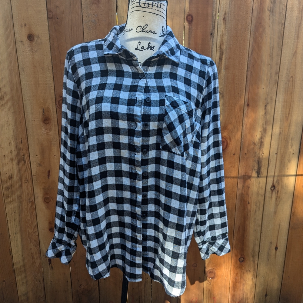 Black and White Checkered Button-Up Shirt